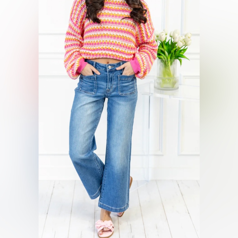 Mica wide Awake patch pocket cropped jeans